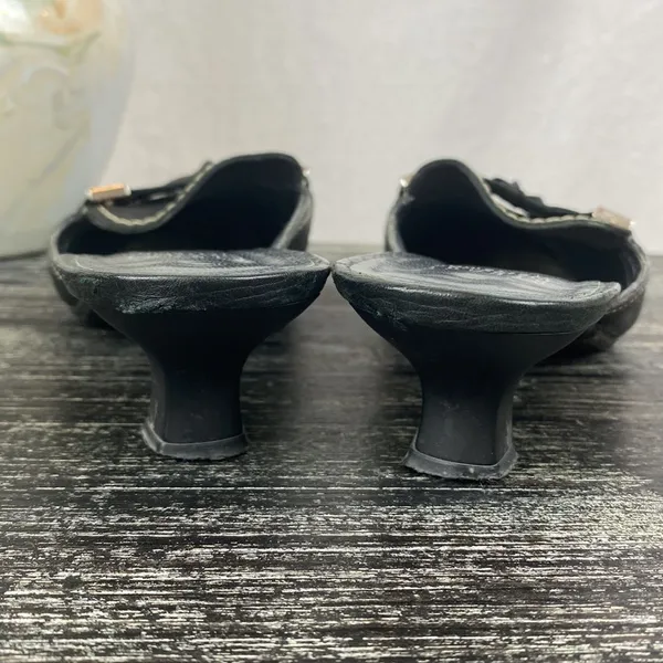Stuart Weitzman Black Leather Slide On Square Toe Shoes 8.5 - Image 5