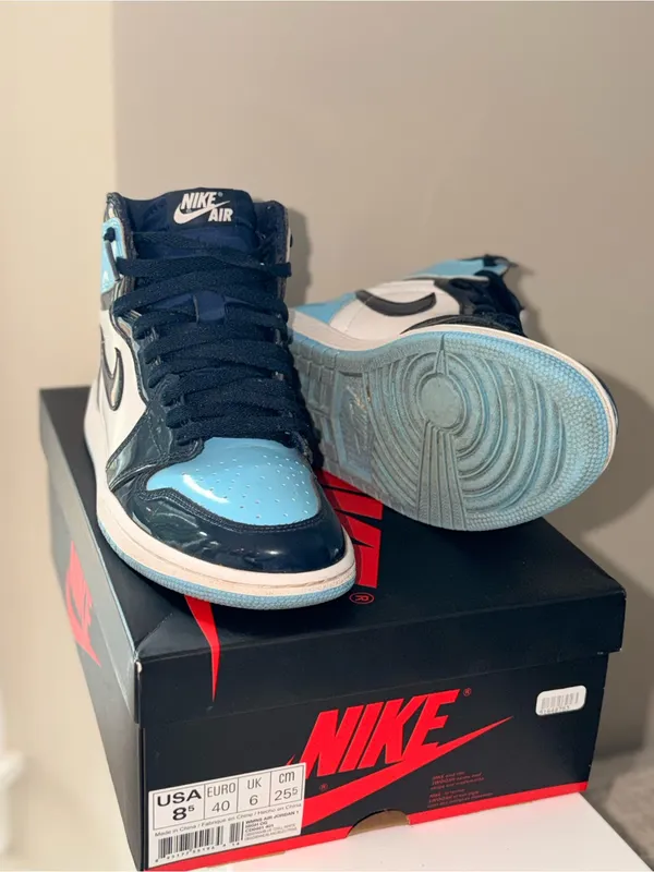 Nike Air Jordan 1 High OG UNC Patent Women’s 8.5 w/ Box - Image 3