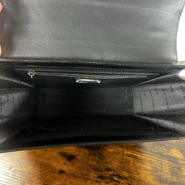 Burberry Shoulder Bag Medium Black Patent Leather Checkered Check Plaid Flap - Image 3