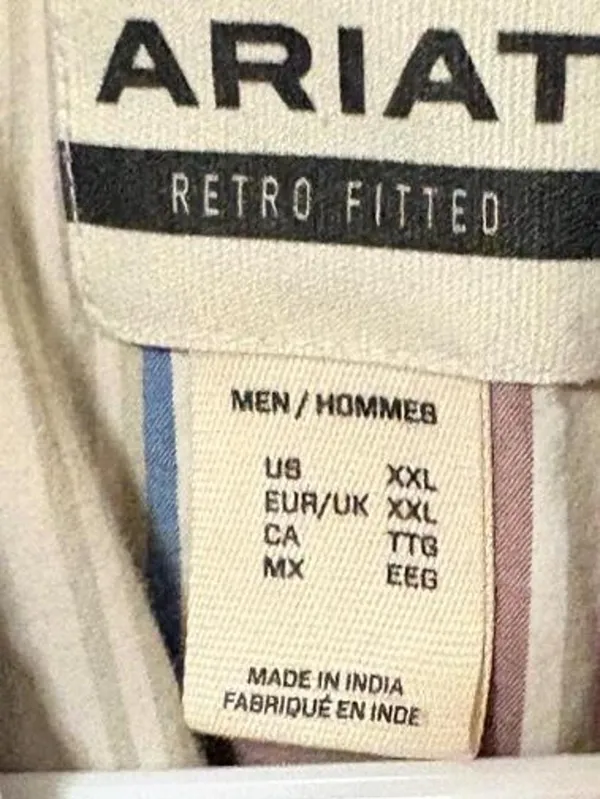 Ariat Men's Short Sleeve Striped Western Shirt — Blue, Cream & Brown Sz XXL - Image 7