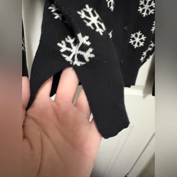 *Loft Black & White Snowflake Women’s Button Up Cardigan Sweater - Image 6