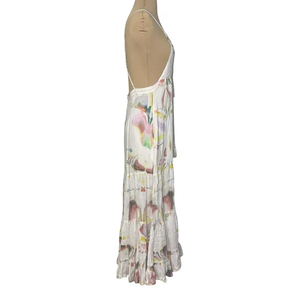 FREE PEOPLE Sounds Of Spring Jumper Watercolor Floral Maxi Dress Size XS - Image 8