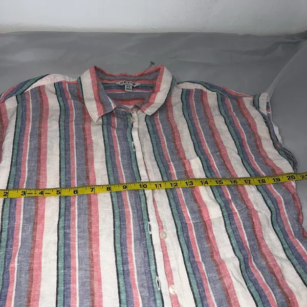 Orvis Linen/Rayon Multicolor Striped Shirt Women Top Size Medium - Image 5