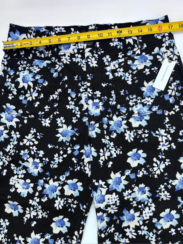 Anthropologie Black Floral Cropped Wide-Leg Pants - Image 6