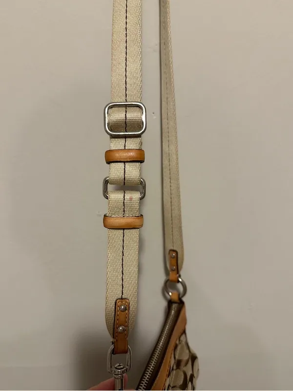Coach 6442 Signature Canvas Crossbody Bag Brown Tan Leather Vintage Y2K 2006 - Image 11