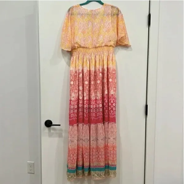 NEW House Of Harlow 1960 Ruffled Tiered Floral Metallic Maxi‎ Dress - Image 8