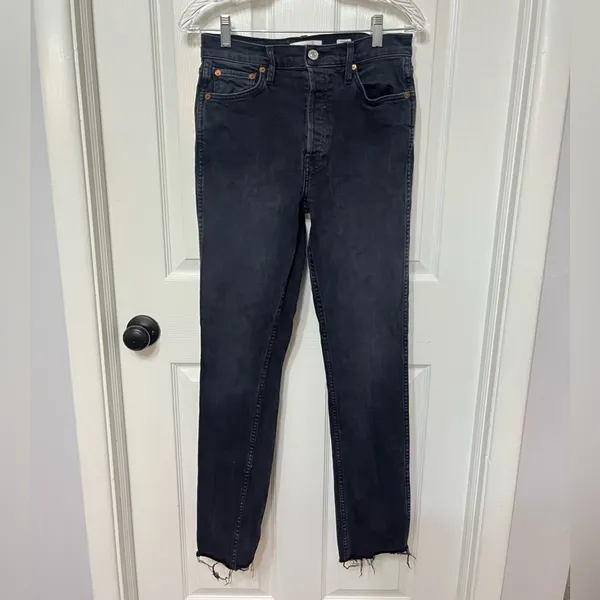 Re/DONE Double Needle‎ Jeans in black 85 wash size 28 raw hem - Image 4
