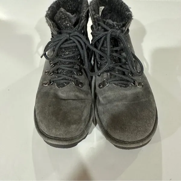 BearPaw Marie Suede Knit Gray Lace‎ Up Winter Ankle Boots Size 7 - Image 4