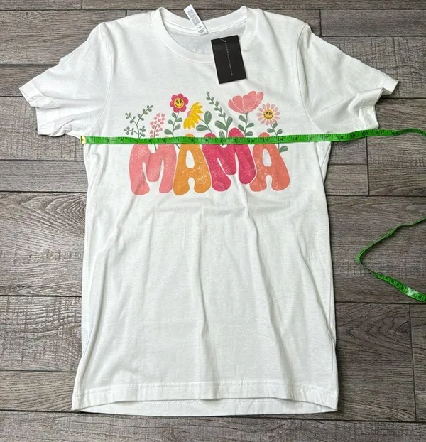 Bella Canvas T-Shirt - White with Floral Mama Design - Image 2