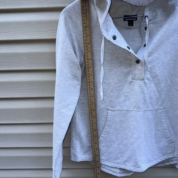 Patagonia Ahnya Pullover 1/4 Snap Hoodie Womens Small Grey Pocket - Image 4