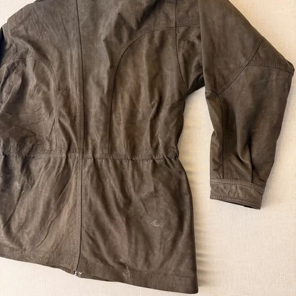 Patricks Cotacachi‎ Ecuador Brown Leather Hooded Field Jacket Paisley Lined - Image 4