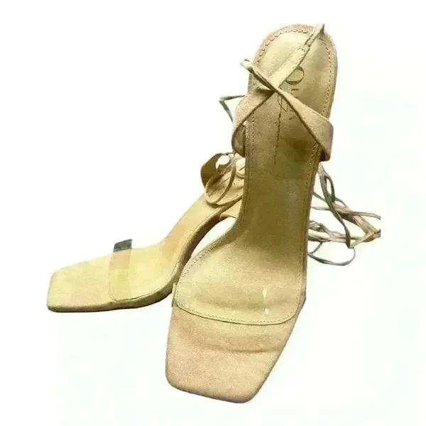 Olivia Jaymes Nude Lace Up Heels size 8.5 beautiful! - Image 8