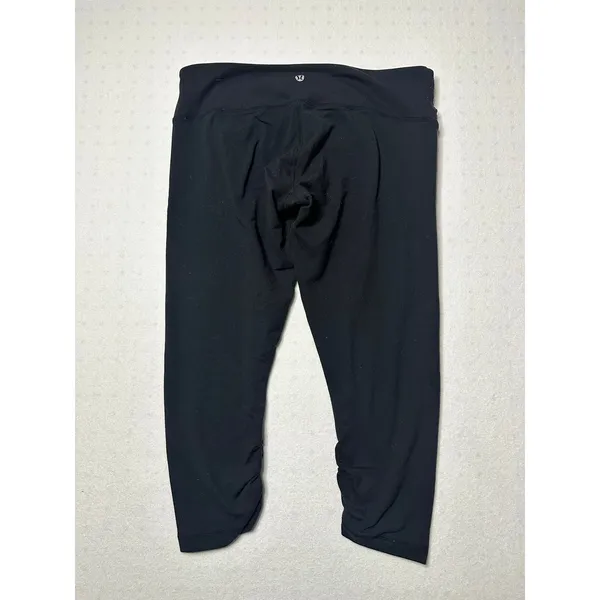 Lululemon Black Capri Leggings Size 10 – Ruched Hem & Fold Over Waistband - Image 7