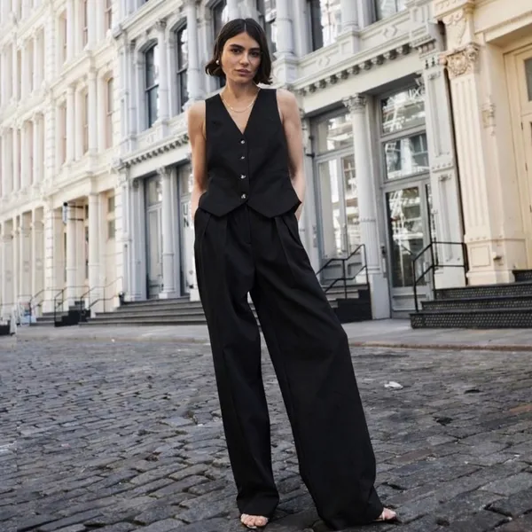 BOA Longline Dad Trousers Oversized Tailored Pleated Black Pants L NWOT - Image 7