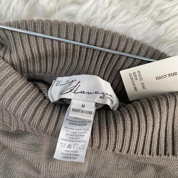🆕 Vintage Havana Olive Grey Slim Fit Knit Fold Over Flare Pant Elevated Lounge - Image 2
