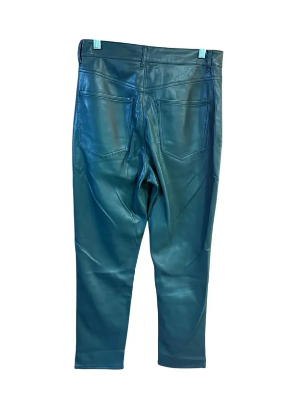 Express dark green faux leather/High Rise pants Sz 6 NWT - Image 2