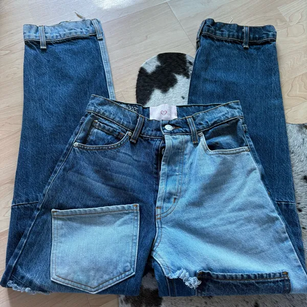 REVICE Matchmaker Love at First Sight Jeans Size 25 Patchwork High Rise Blue‎ - Image 2