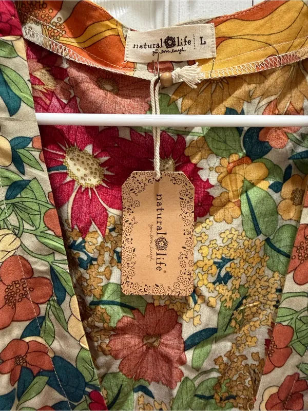 Natural Life Sophia Wrap Maxi Dress in gold vintage floral print large NWT - Image 6