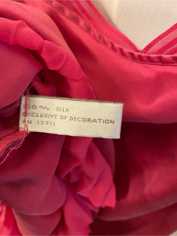 Valerie Stevens Hot Pink Satin Slip with Pleated Hem 100% Silk - Image 8