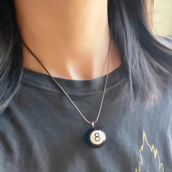 Handmade big 8 ball grunge funky unisex simple brown necklace🎲8️⃣🖤 - Image 7