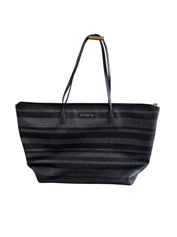 KATE SPADE Black Silver Saffiano Leather Glitter Tote Bag - Image 5