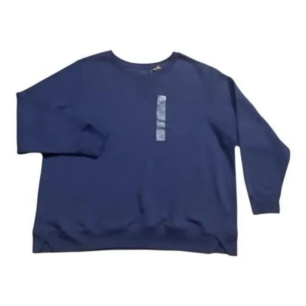 Women Navy Blue Cotton Sweatshirt Plus Size 2X Crewneck Fleece Athletic DIP - Image 2