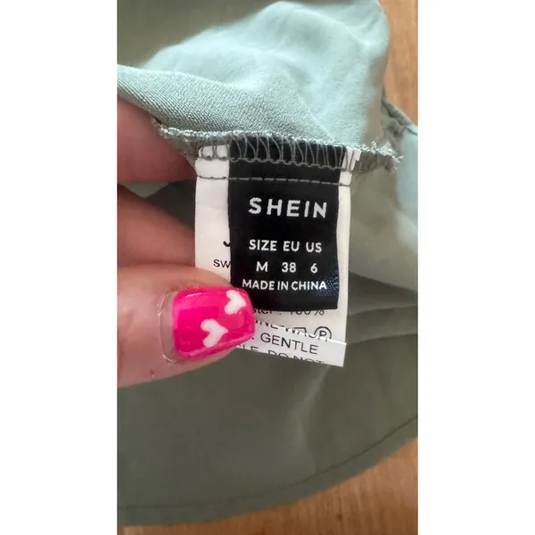 SHEIN Sage Green Off the Shoulder Smocked Maxi Dress Size M 6 Maternity Friendly - Image 2
