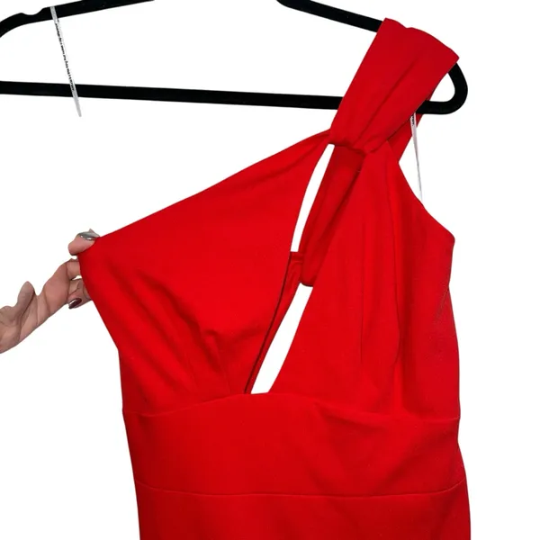 NEW NWT Katie May X REVOLVE Edgy One Shoulder Maxi Gown In Cherry Red - Image 5