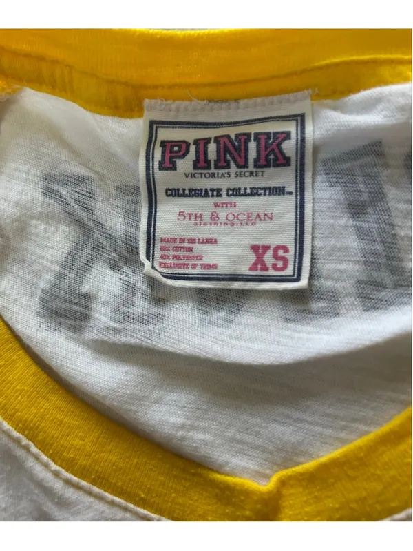 Women's PINK Victoria's Secret Mizzou Tigers 3/4 Sleeve Tee, XS, White/Yellow - Image 3