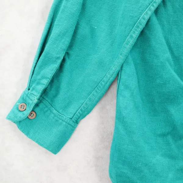 Putumayo Green Long Sleeve Cotton Button‎ Up VTG Y2K Western Utility Shirt Small - Image 9