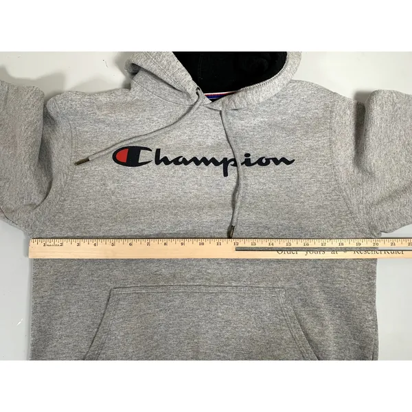 Champion Womens Hoodie Sweatshirt‎ Gray Pullover Long Sleeve Spellout Small - Image 14