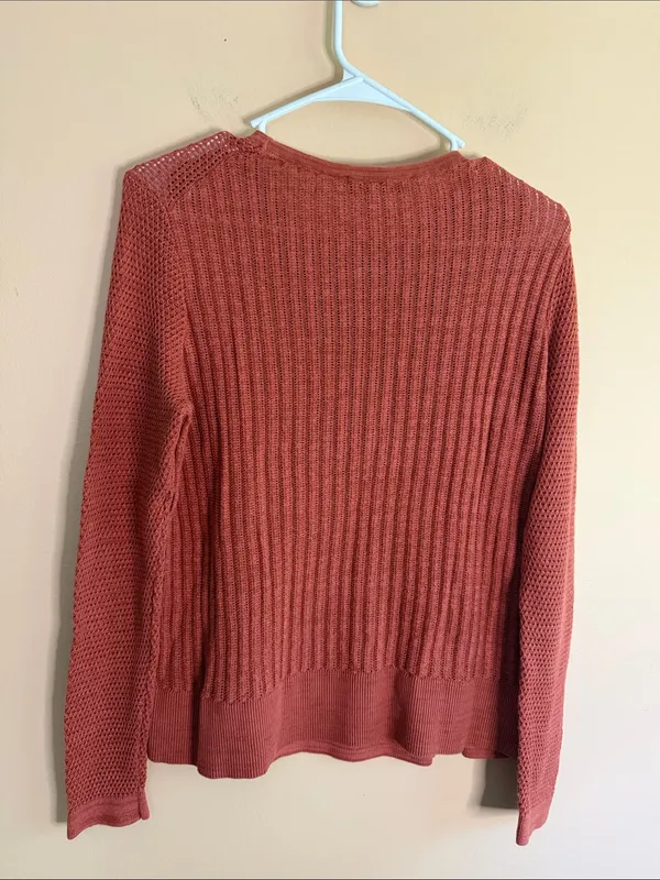 LOFT Rust Textured Crewneck Sweater - Image 5