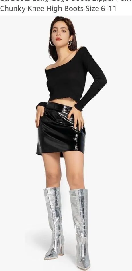 Amazon Brand new knee high sliver boots size 7 - Image 3