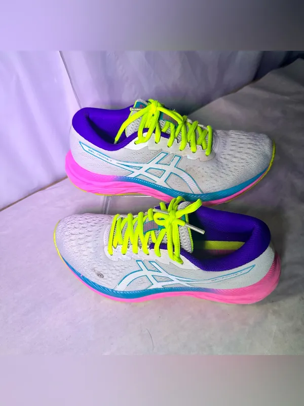 Oasis Women's Athletic Sneakers in White, Neon Yellow, Pink & Teal - Image 3
