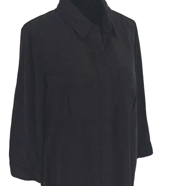 Carly Jean LA Womens 1/2 Button Front‎ Tencel Collared Dress Black Medium NWT - Image 2