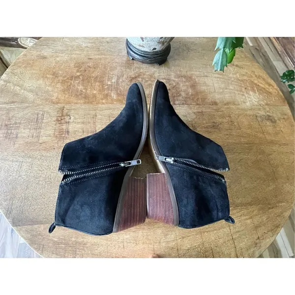 J Crew Womens Sawyer Black Suede Side Zip Booties Ankle Boots Size - Image 8