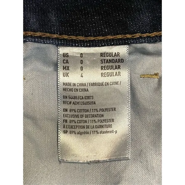 American Eagle Women's Size 0 Blue Tom Girl Distressed Dark Wash Stretch Jeans ( - Image 7