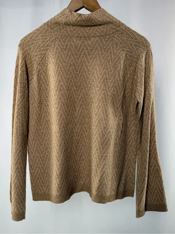 Madewell Merino‎ Wool Alpaca Blend Turtleneck Pullover in Light Brown White XS - Image 2