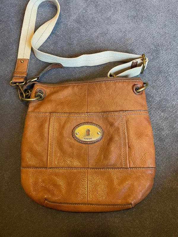 Fossil Long Live Vintage 1954 brown leather jacket cross body purse - Image 2