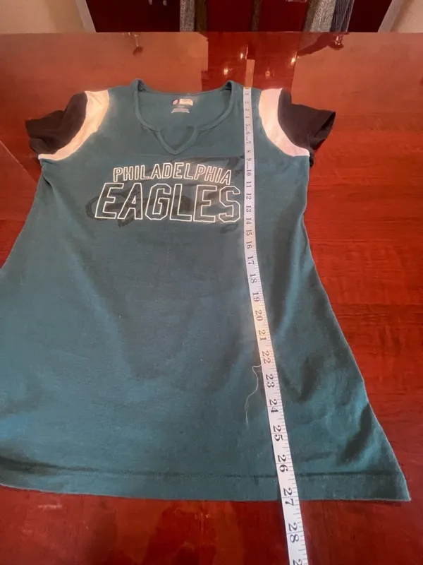 NFL Philadelphia Eagles Midnight Green Colorblock V-Neck Tee Shirt Women’s Large - Image 6