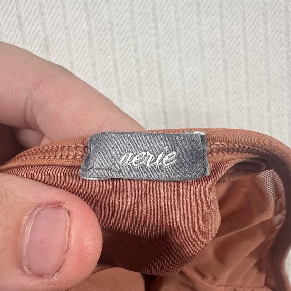 Aerie One Piece Swimsuit Small Brown Halter Scoop Neck Backless Bathing Suit - Image 7