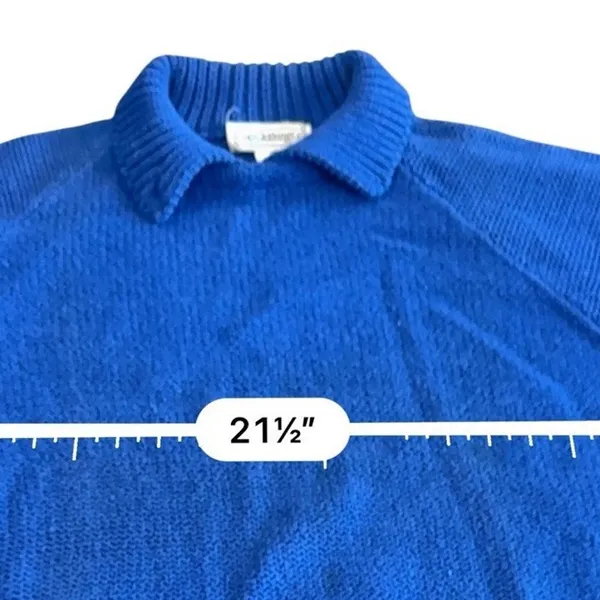 Vintage GAP Royal Blue Shaker Knit Sweater Button Neck Women’s size Medium 80s - Image 11