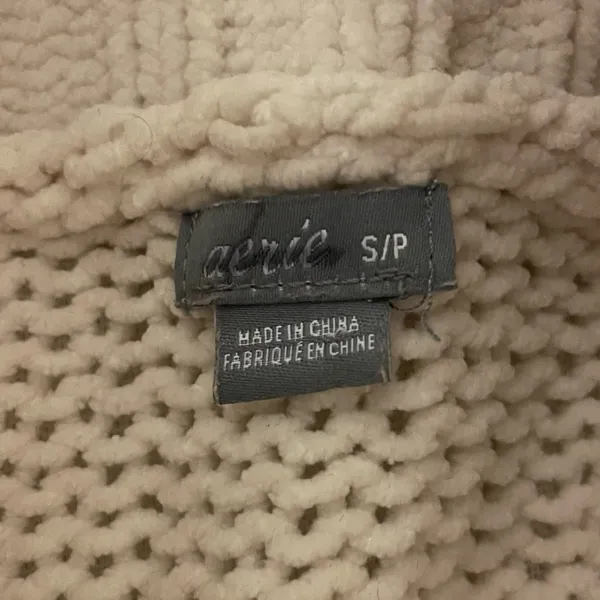 Aerie Oversized Knit Turtleneck Sweater, Cream/White, Size S, EUC - Image 4