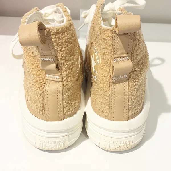 Converse All Star Move HI Platform Champagne‎ Tan/Egret Sherpa Size 6.5 - Image 4
