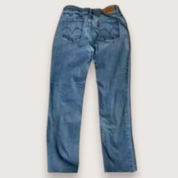 Levis Mid-Rise Skinny Blue Jeans Distressed with Fringed Cuffs Size 29 - Image 14