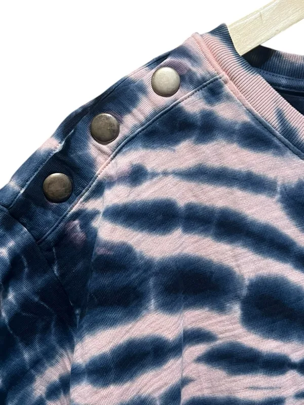 Nation LTD Tie-Dye Snap Shoulder Tee Size Medium | Blue‎ & Pink | Anthropologie - Image 5