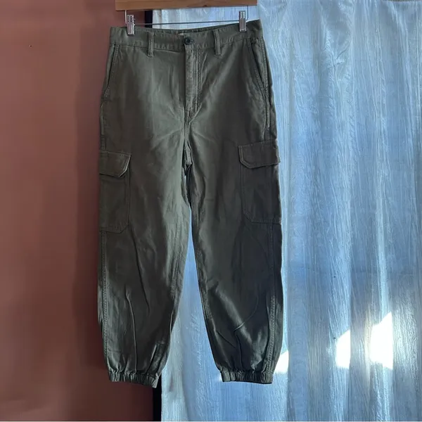Madewell High-Rise Cargo Fatigue Pants Distant Surplus Green Utility Joggers 26‎ - Image 3