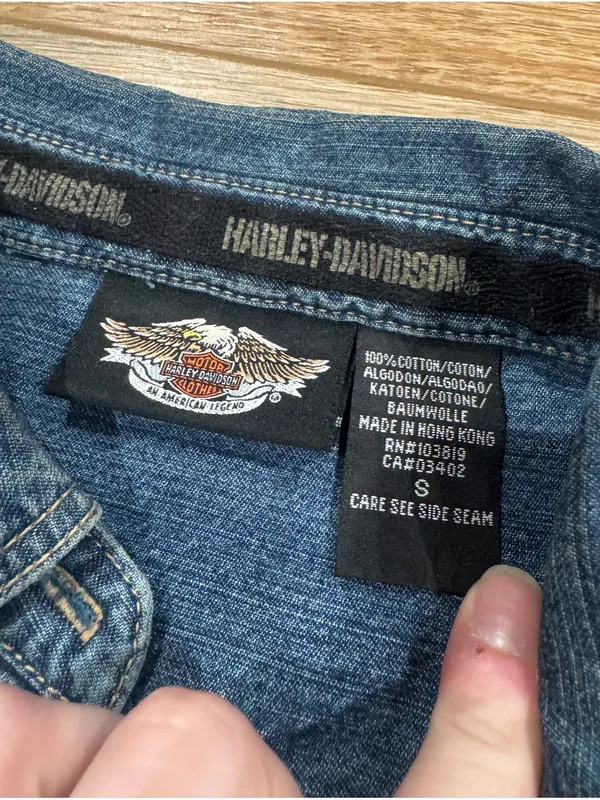 HARLEY DAVIDSON 100% Cotton Vintage 2005 Y2k Western Denim Button-up | Sz Small - Image 2