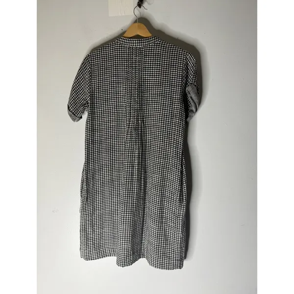 Dylan cotton short sleeve black white gingham check mini dress pockets‎ XS - Image 2