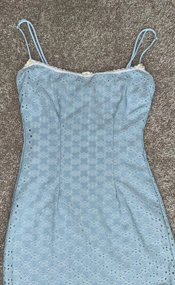 Lucy in the Sky Bodycon Dress in Steel Blue - Image 3